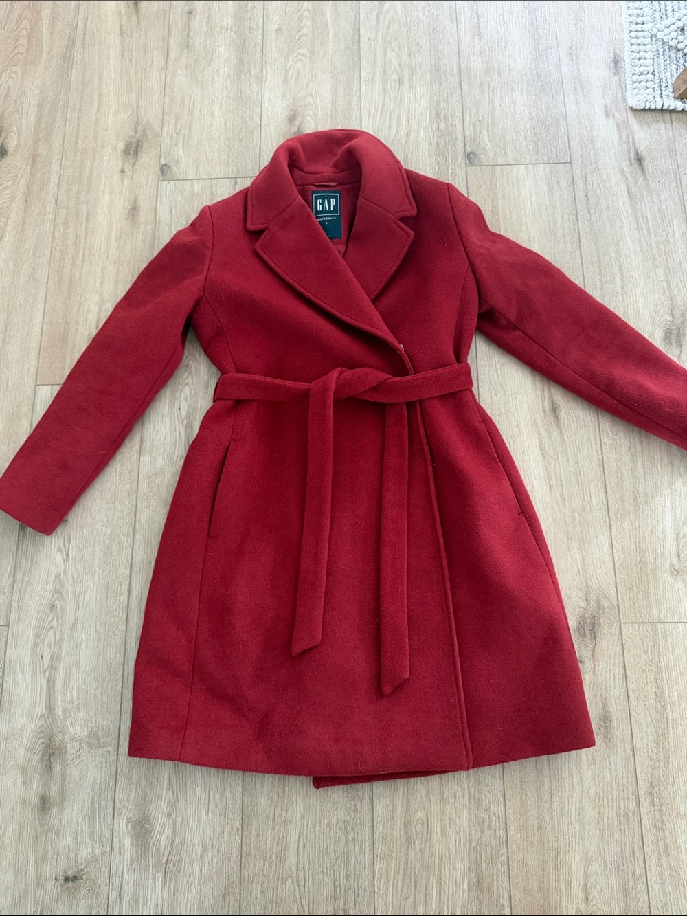 GAP Women's Crimson Red Belted Wrap Trench Coat